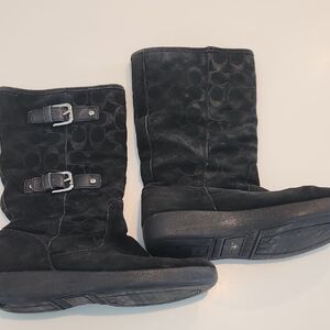 Coach SZ 7.5 Black Boots with Buckle Detail